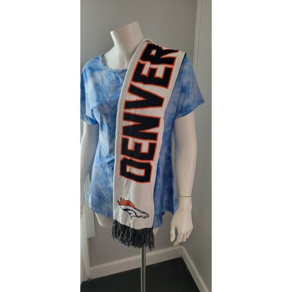 Denver Broncos Reversible Home/Away Games Fleece Scarf FOCO Logo Fringe - Picture 6 of 8